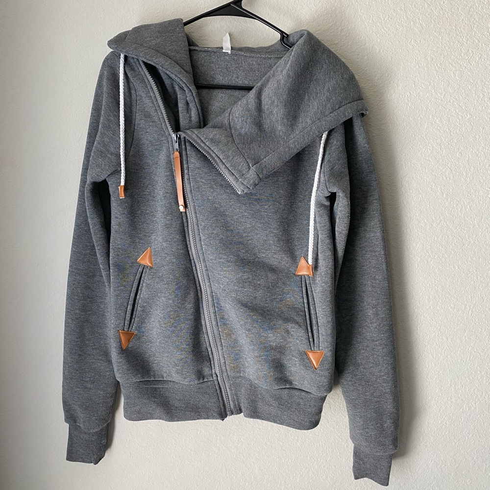 Grey zip up hoodie